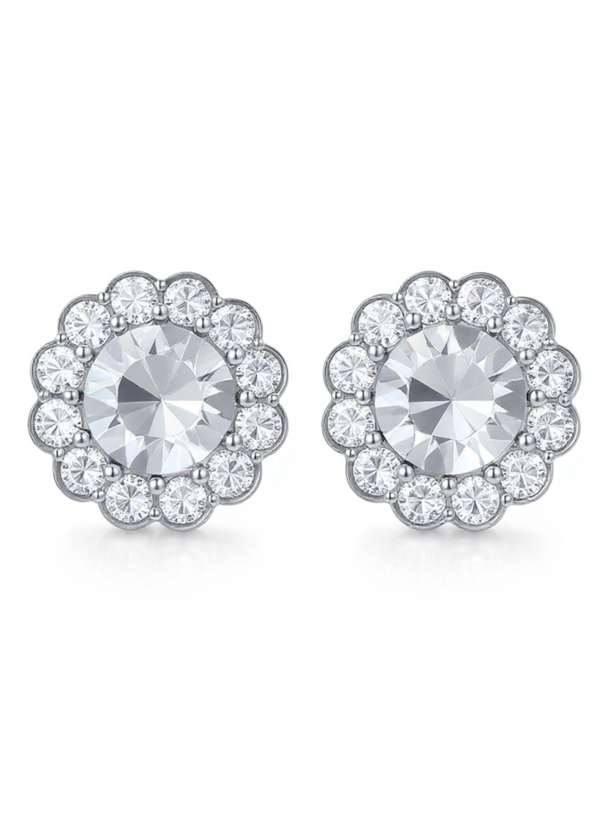 Aros Mujer Cristales Rosa Blanca-0
