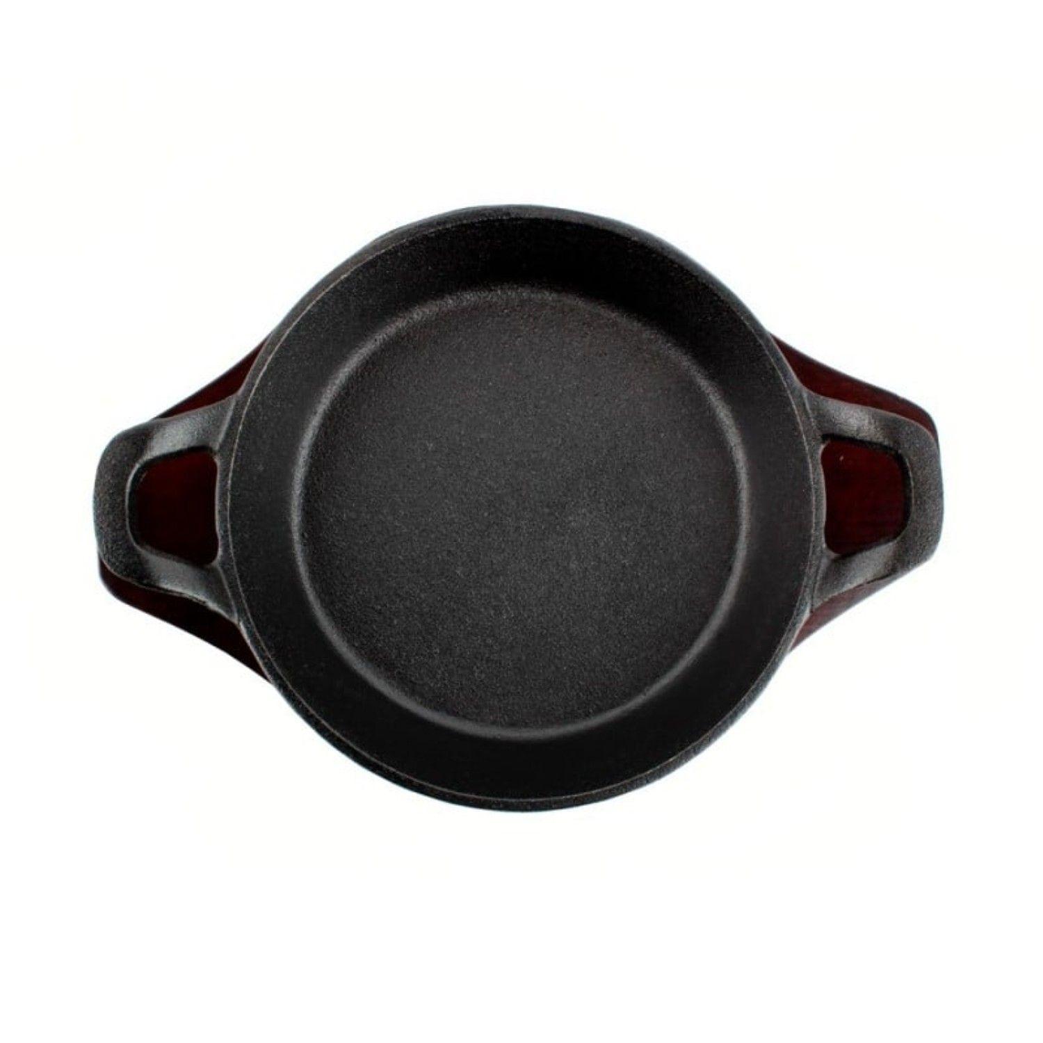 Paila Fierro 18cm con Base de Madera Negro Lugano-2