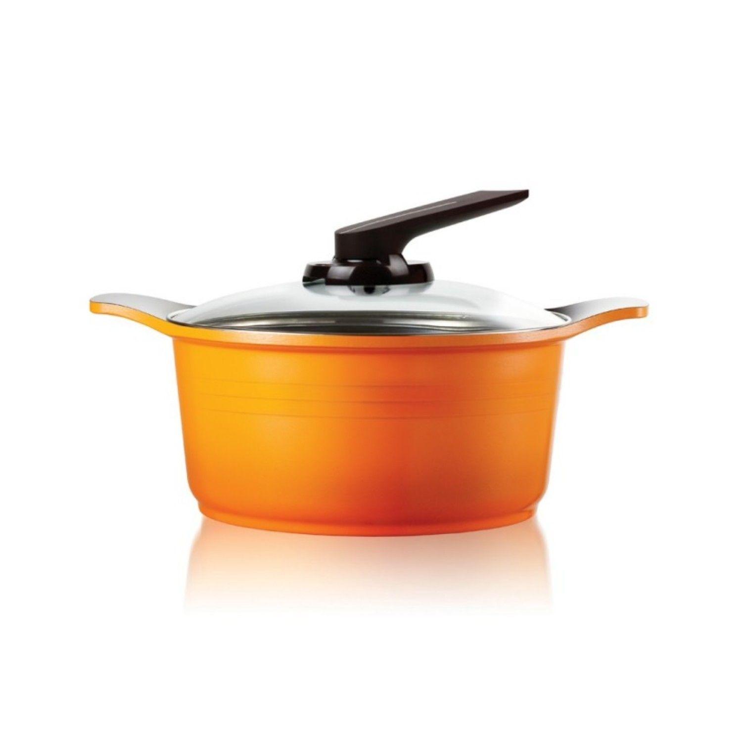 Cacerola con Asas Silicona 24cm 4,4lt Naranjo Roichen-0
