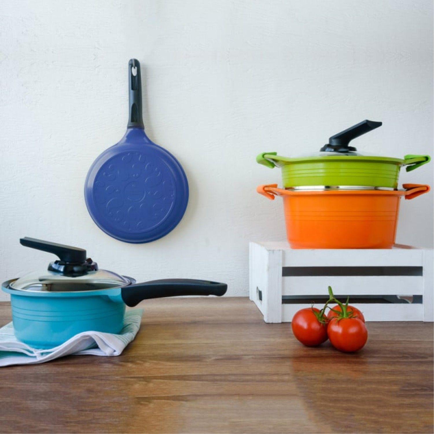 Cacerola con Asas Silicona 24cm 4,4lt Naranjo Roichen-1