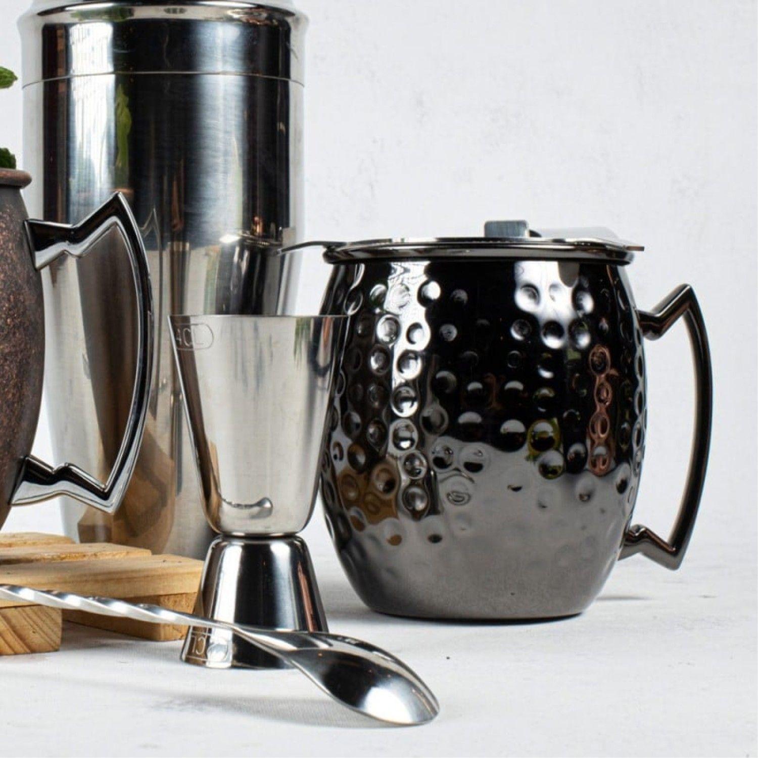 Jarra 500ml Martillado Negro Brillante Moscow Mule Lugano-2