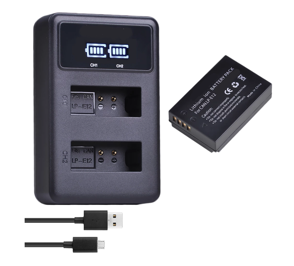 BATERÍA LP-E12 + CARGADOR DOBLE LC-E12 ALTERNATIVO CANON-0