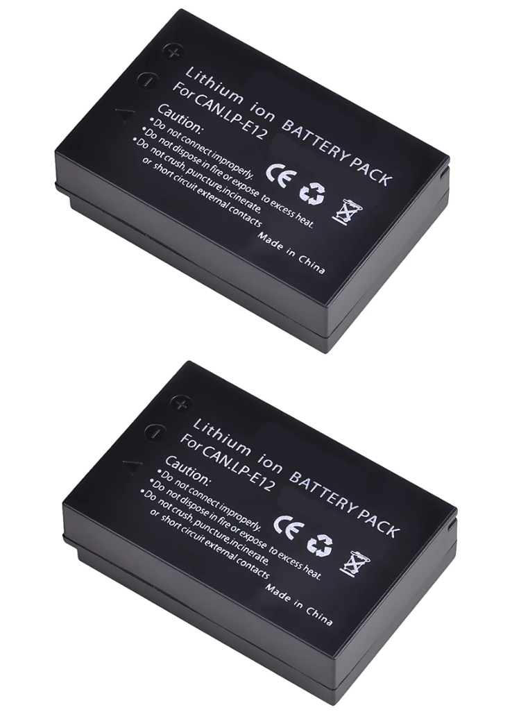 2 BATERÍAS LP-E12 + CARGADOR DOBLE LC-E12 ALTERNATIVO CANON-1