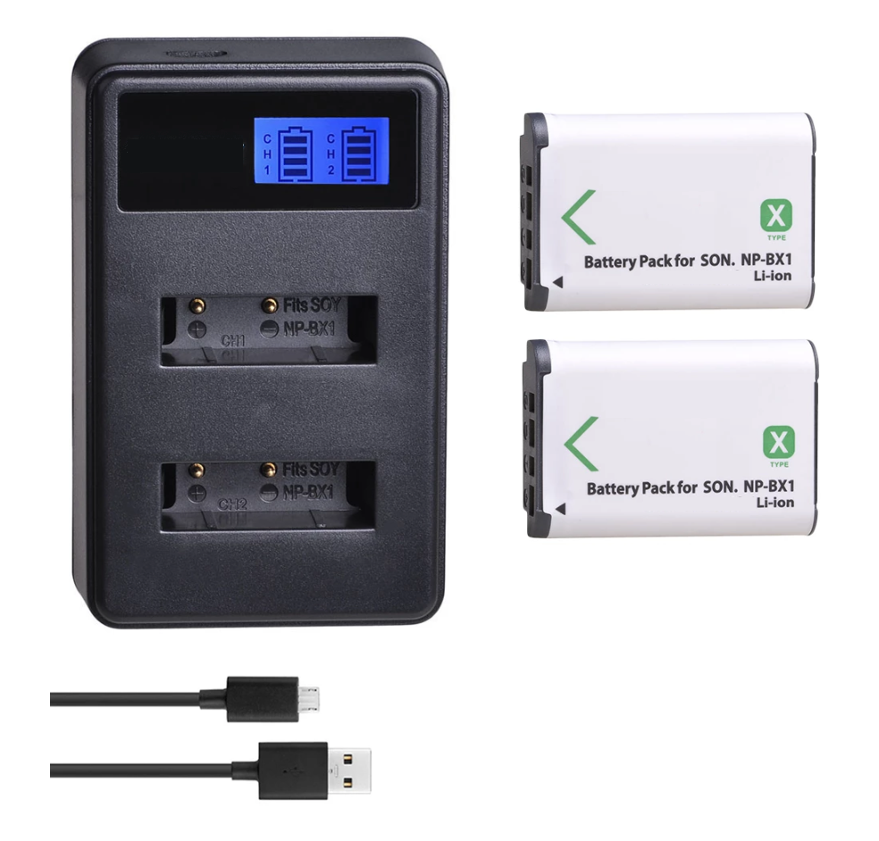2 BATERÍAS NP-BX1 + CARGADOR DOBLE BC-CSXB ALTERNATIVO SONY-0