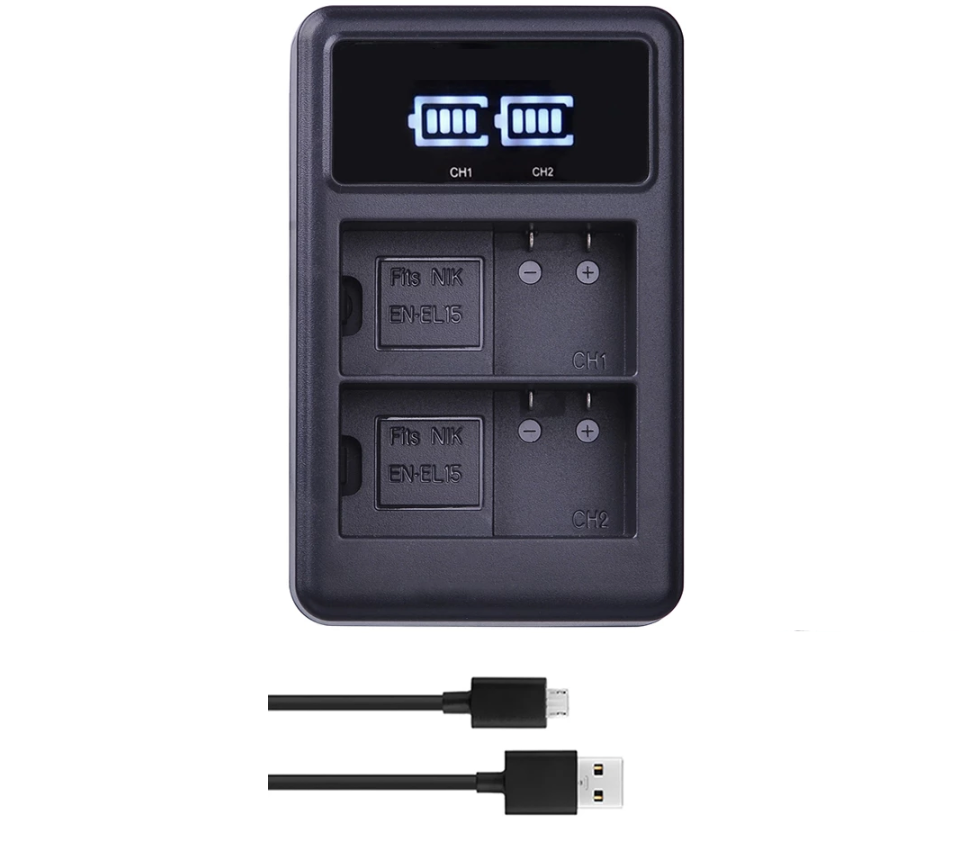 3 BATERÍA EN-EL15 + CARGADOR DOBLE MH-25 ALTERNATIVO NIKON-1