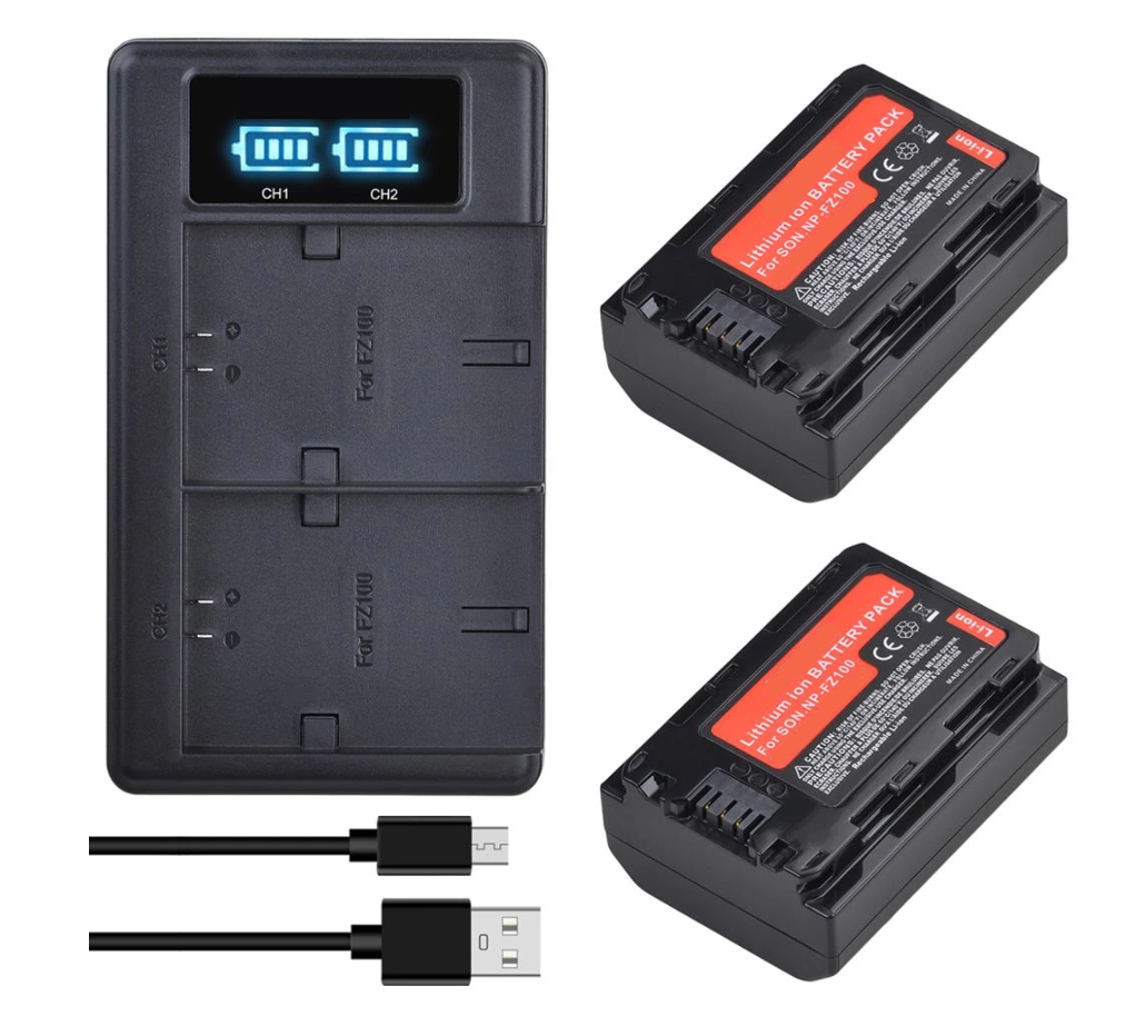 2 BATERÍAS NP-FZ100 + CARGADOR DOBLE BC-QZ1 ALTERNATIVO SONY-0