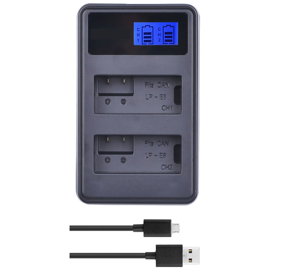 BATERÍA LP-E8 + CARGADOR DOBLE LC-E8 ALTERNATIVO CANON-1