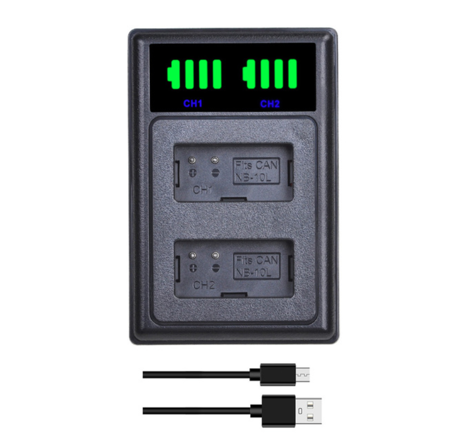 3 BATERÍAS NB-10L + CARGADOR DOBLE CB-2LCE ALTERNATIVO CANON-1