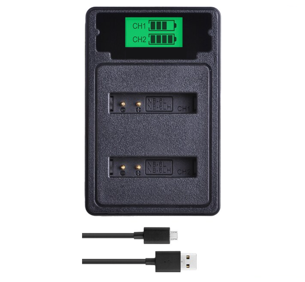 2 BATERÍAS NB-6L + CARGADOR DOBLE CB-2LYE ALTERNATIVO CANON-1