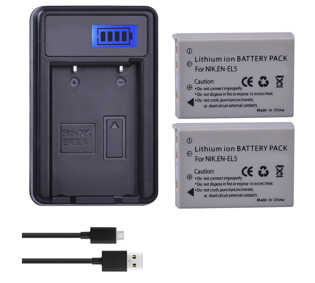 2 BATERÍAS EN-EL5 + CARGADOR MH-61 ALTERNATIVO NIKON-0