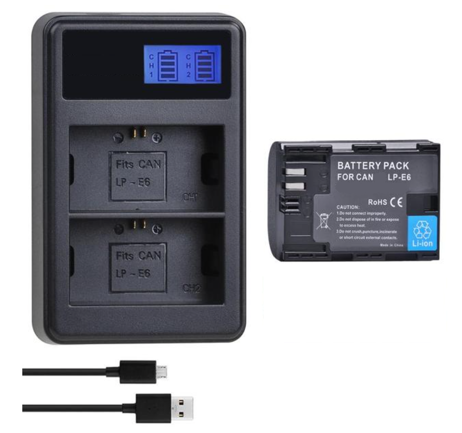 BATERÍA LP-E6 + CARGADOR DOBLE LC-E6 ALTERNATIVO CANON-0