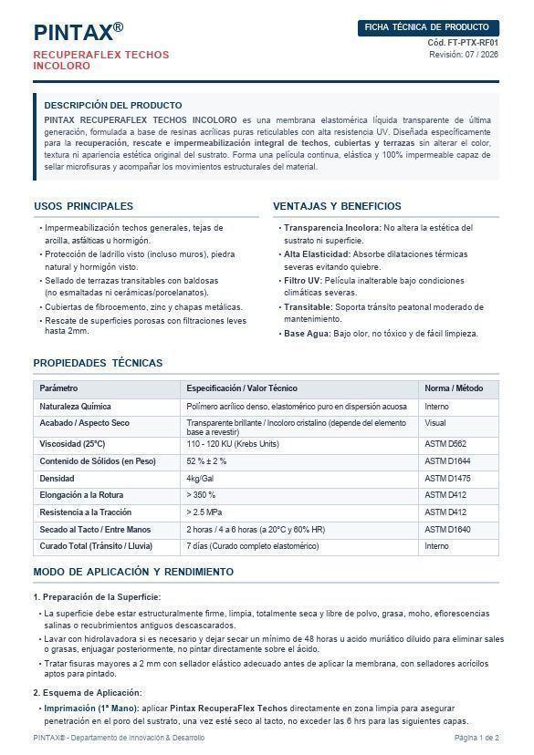 Membrana Impermeabilizante Transparente para Techos PINTAX-2