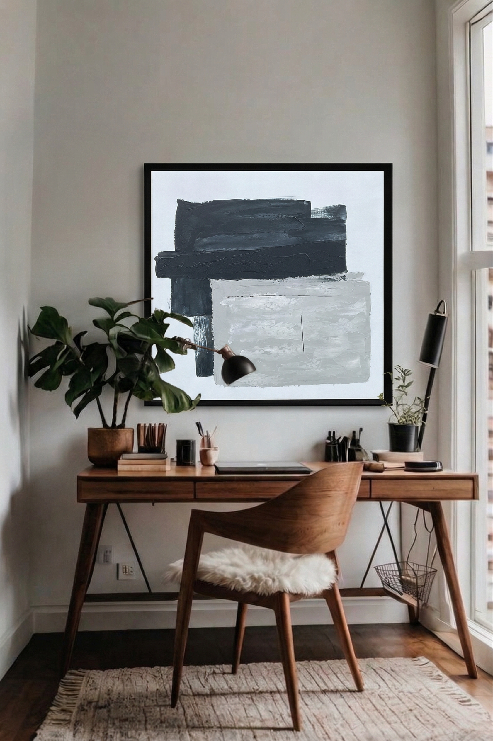 Cuadro Abstracto: Sombra Y Concreto 73x73 cm-1