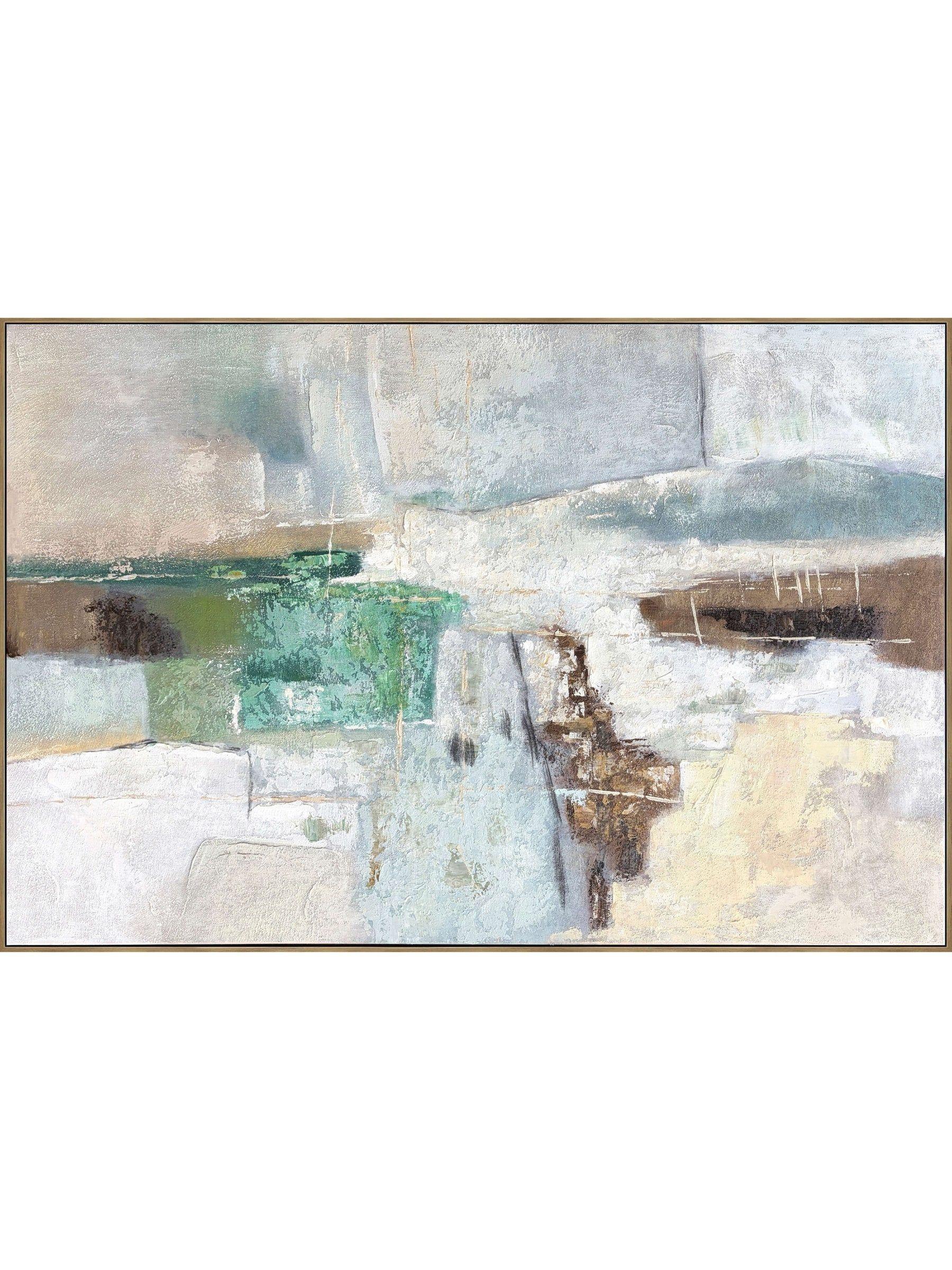 Cuadro Abstracto Pintado a Mano: Reflejo Costero I 80x120 cm-0