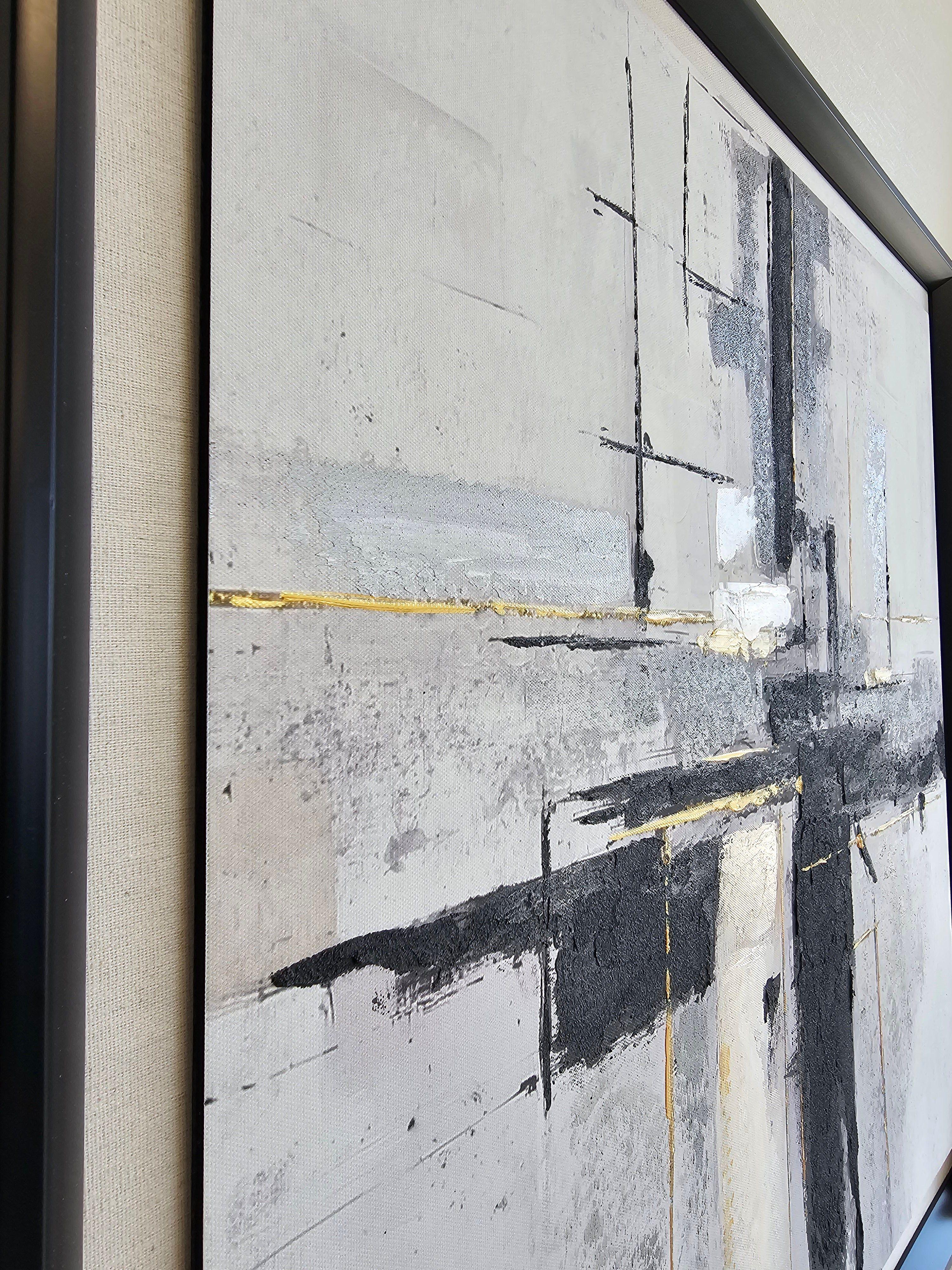 Cuadro Abstracto Pintado a Mano: Punto De Quiebre II 70x70 cm-3