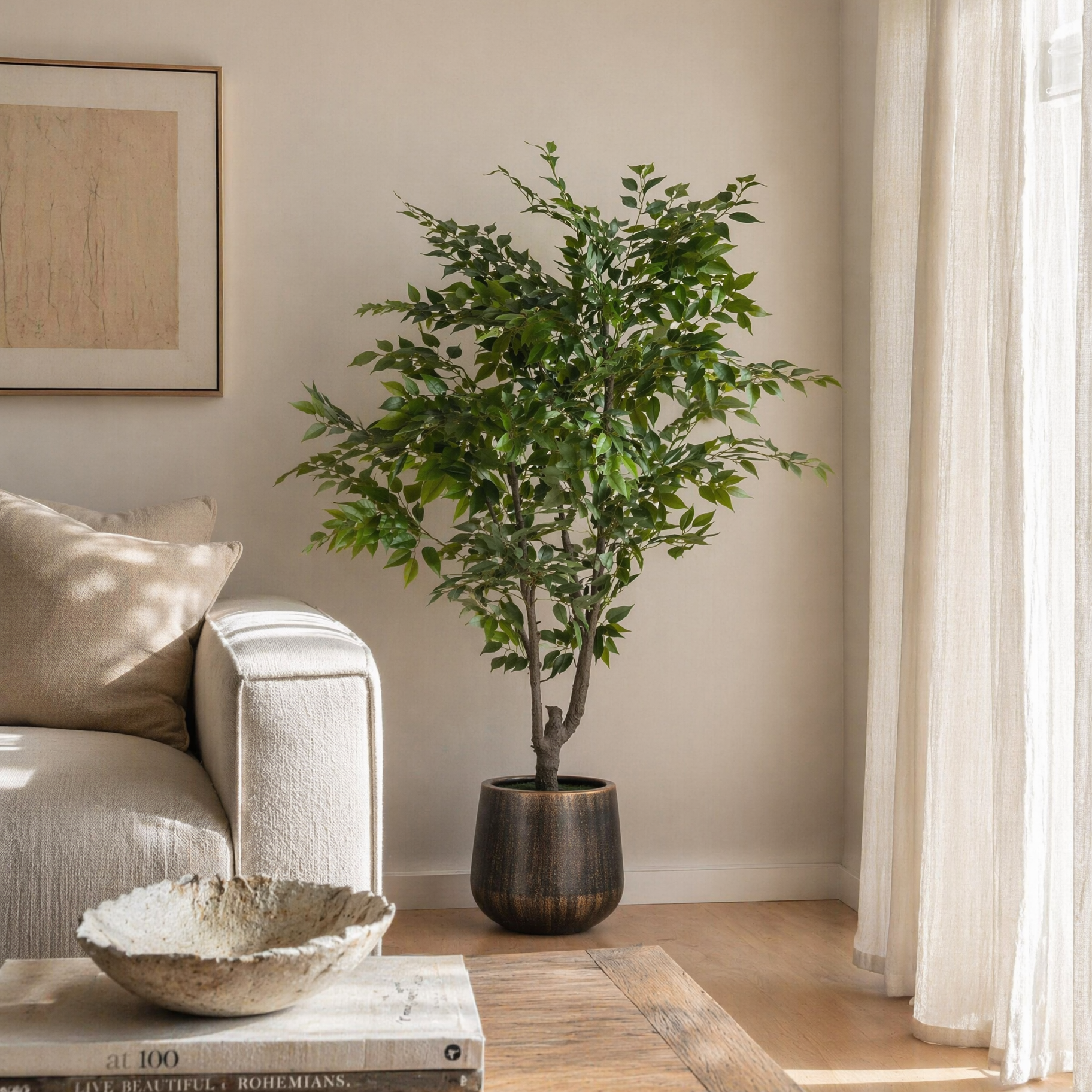 Planta Artificial Ficus Benjamina 156cm Real Touch con Maceta-2