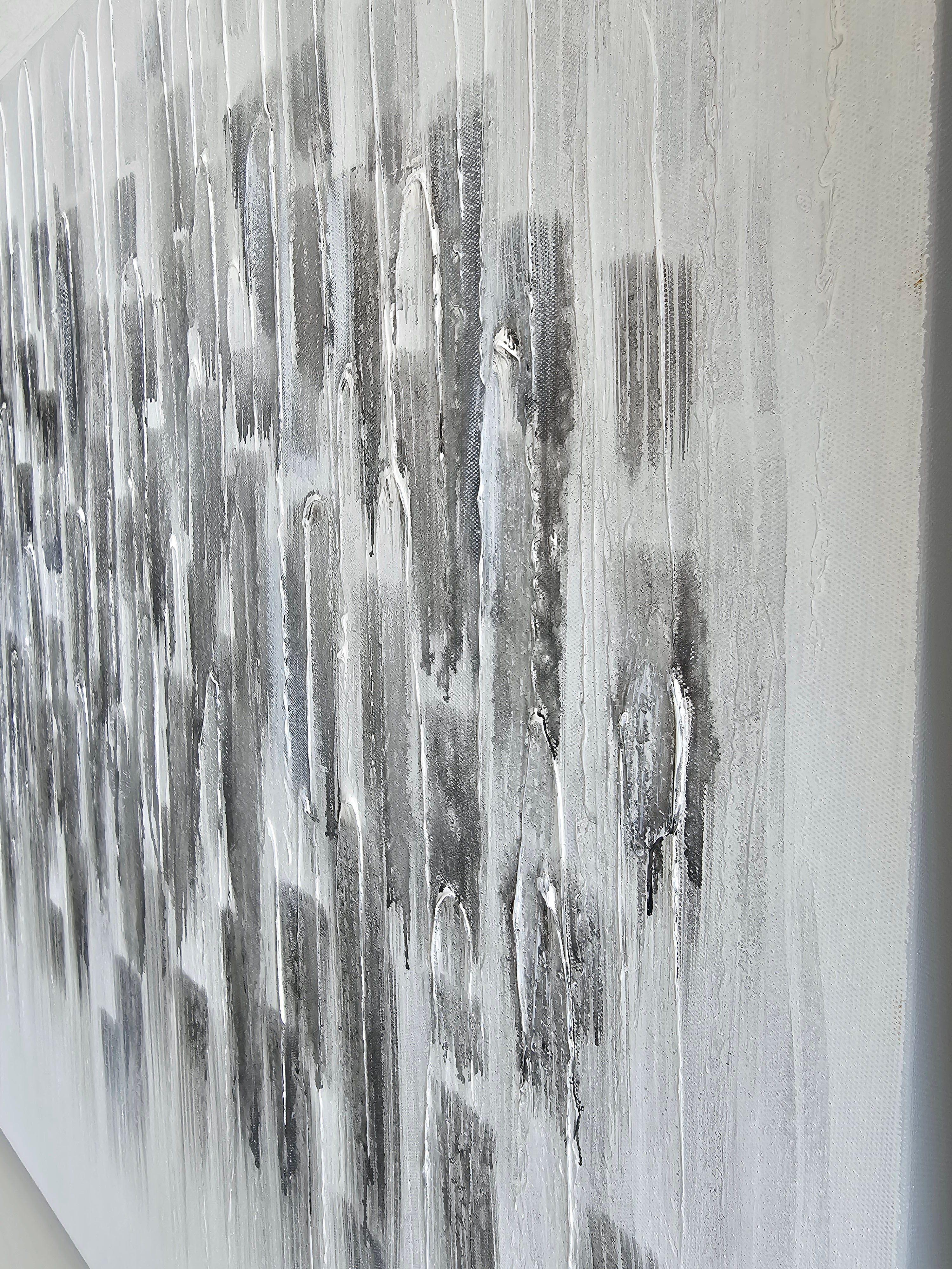 Cuadro Abstracto Pintado a Mano: Ciudad Difusa 70x140 cm-2