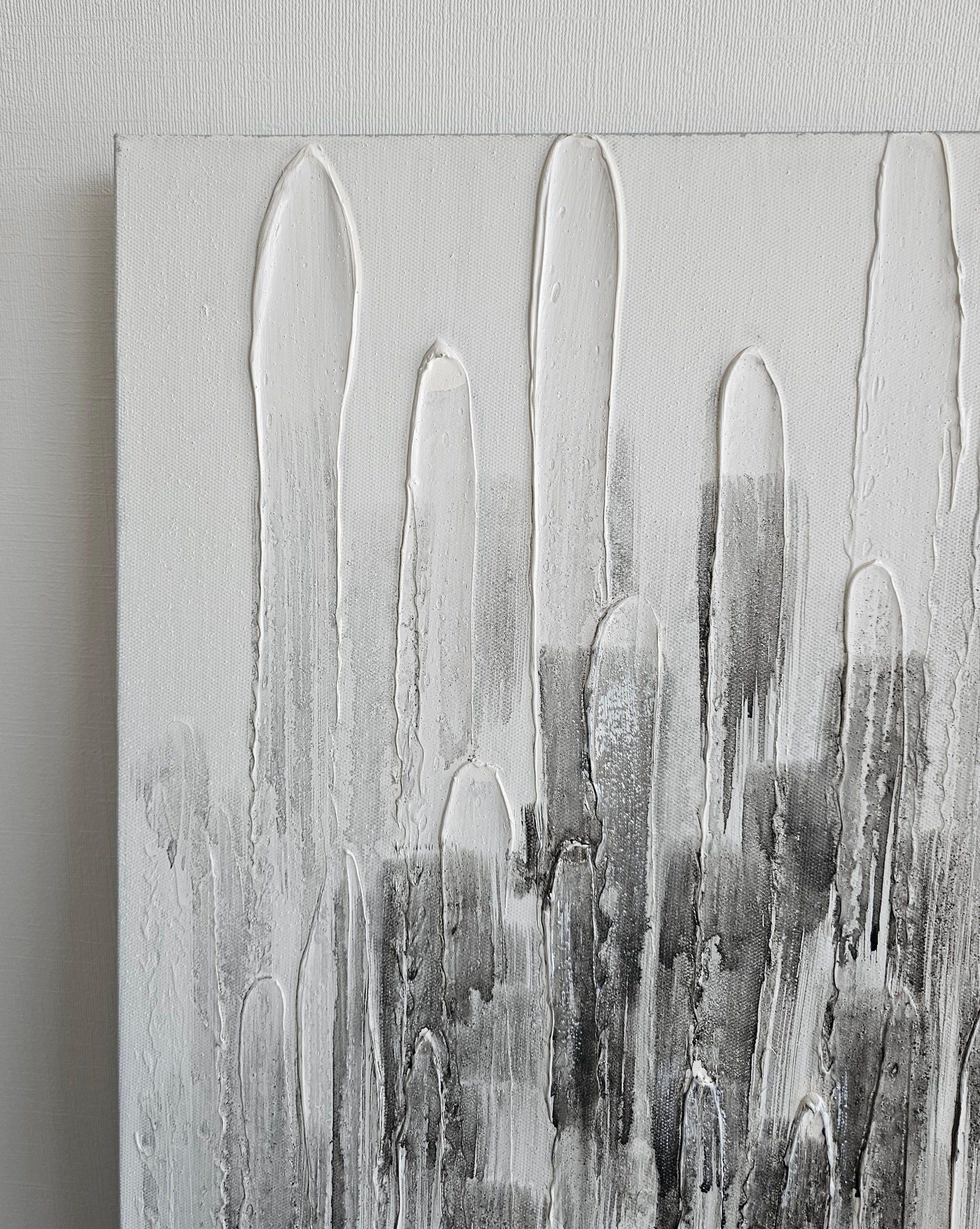 Cuadro Abstracto Pintado a Mano: Ciudad Difusa 70x140 cm-3