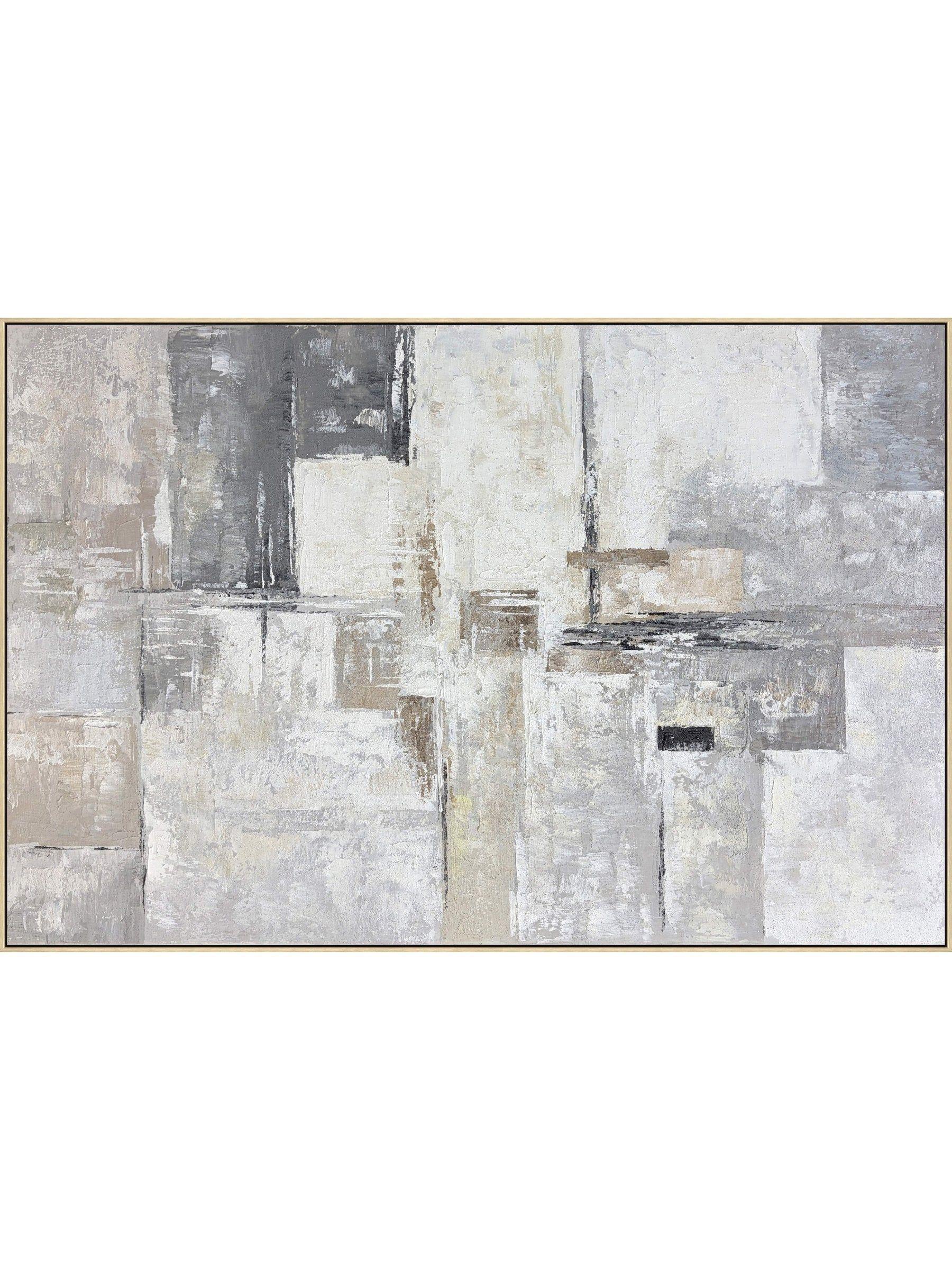 Cuadro Abstracto Pintado a Mano: Textura Urbana 80x120 cm-0