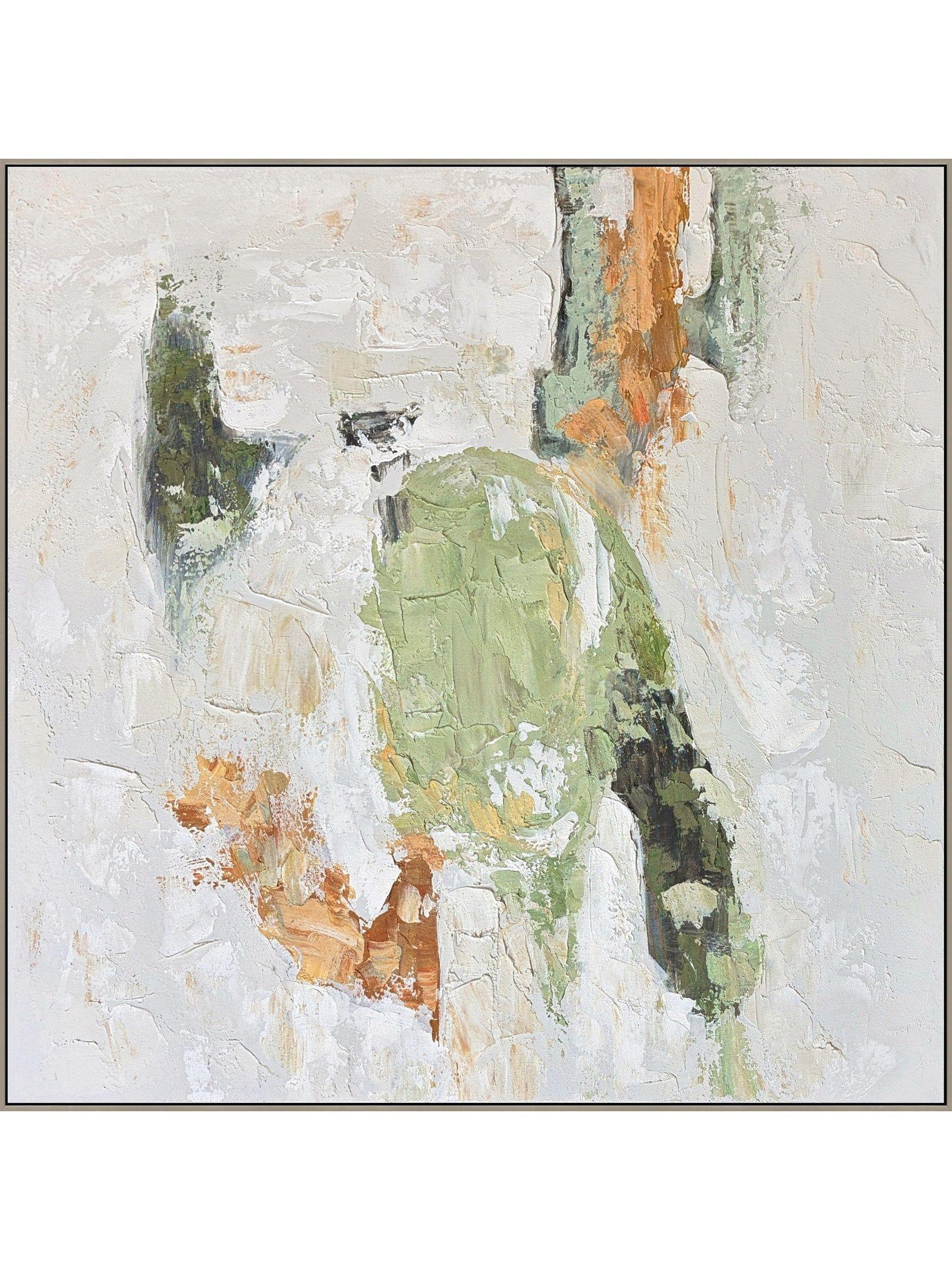 Cuadro Abstracto Pintado a Mano: Ecos De Oliva I 100x100 cm-0