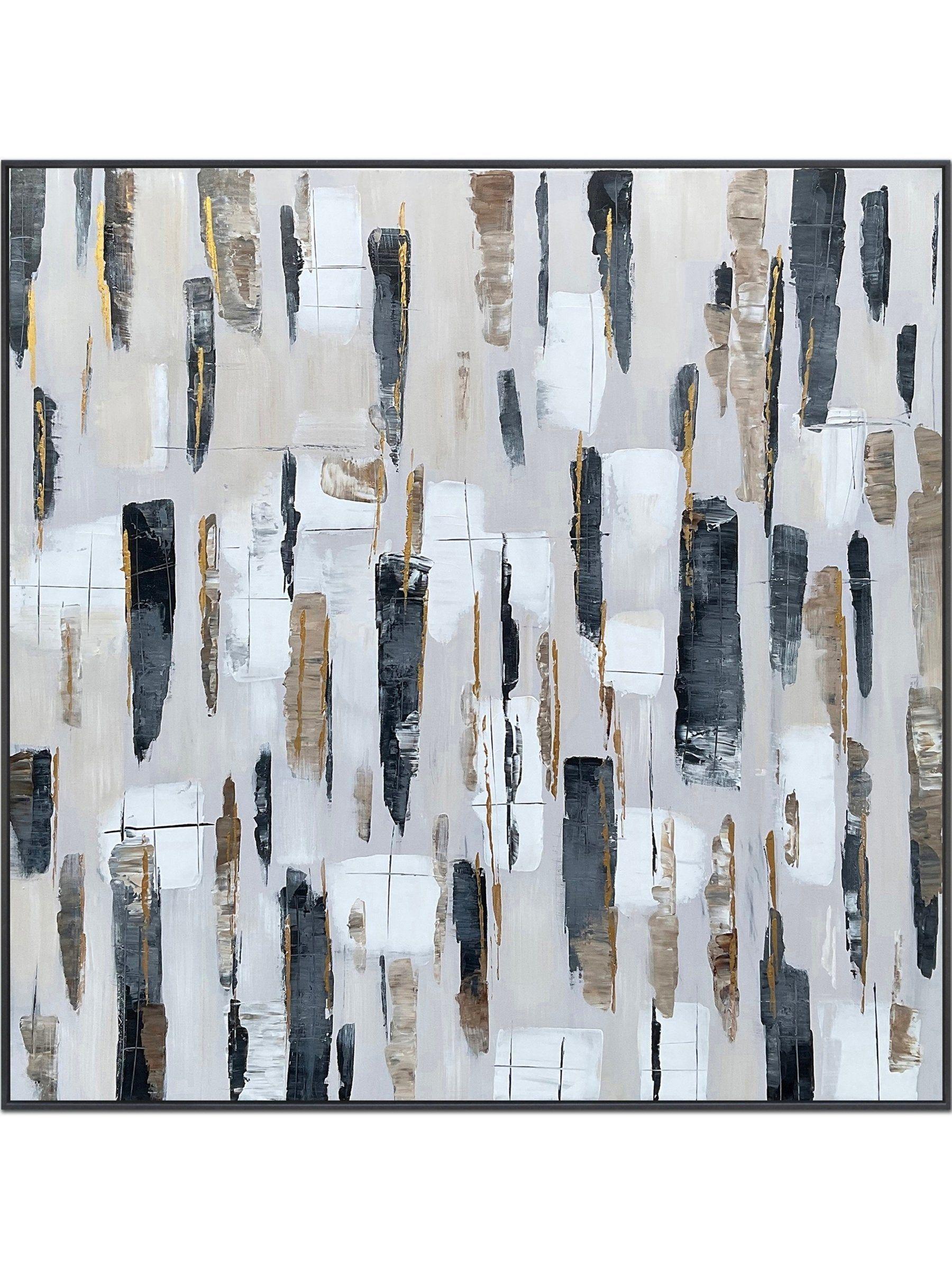 Cuadro Abstracto Pintado a Mano: Fragmentos De Ciudad I 100x100 cm-0