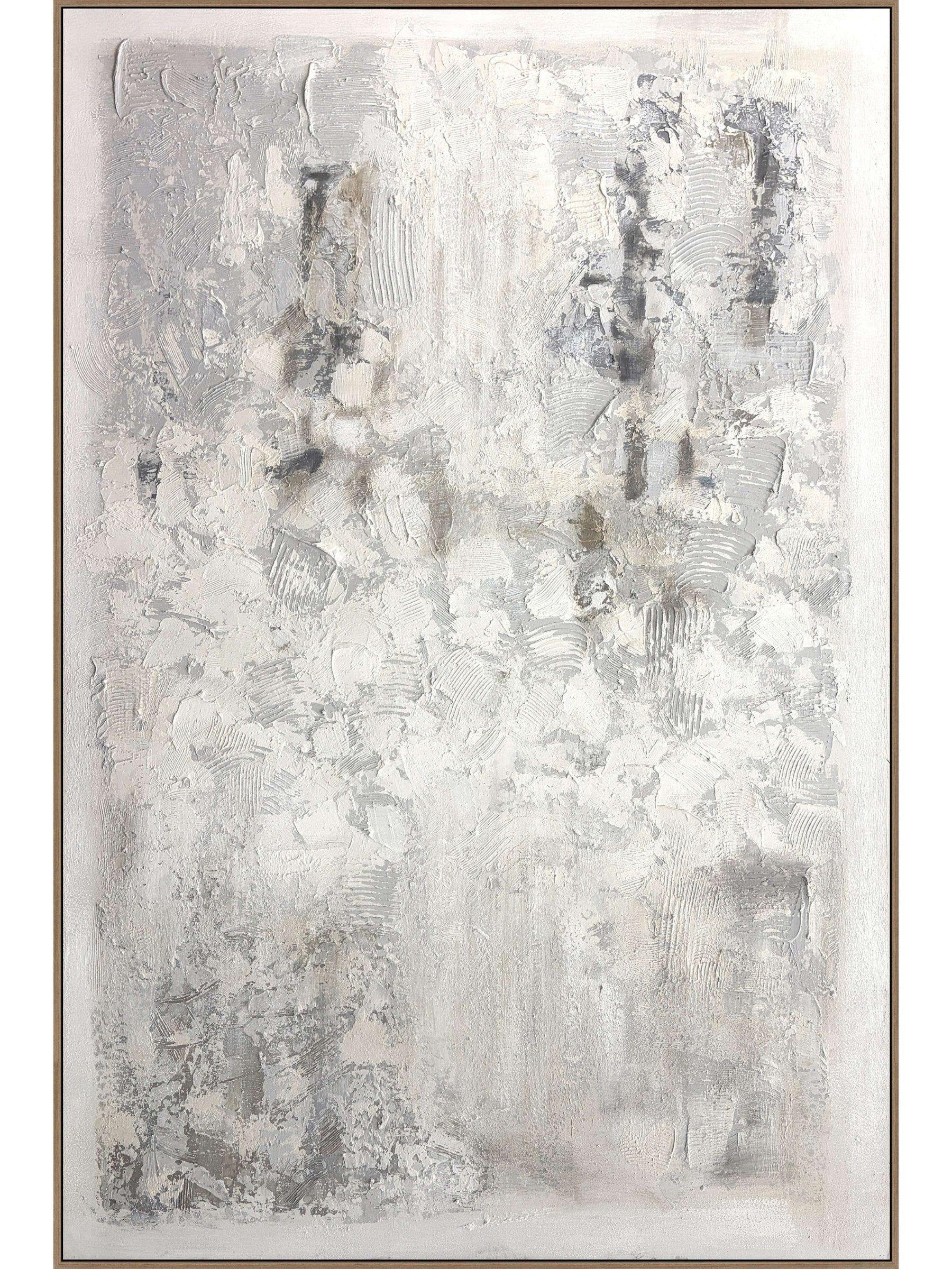 Cuadro Abstracto Pintado a Mano: Ceniza Blanca 100x150 cm-0