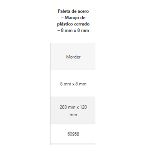 LLANA DE ACERO DIENTES 8 X 8 MM C CABLE PLASTICO 60958-1