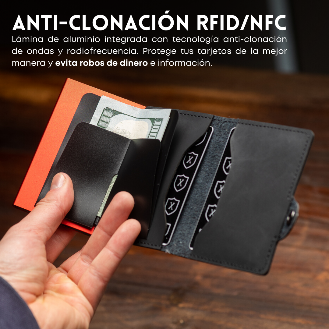 Pack Billetera Black & Red  con Localizador.-4