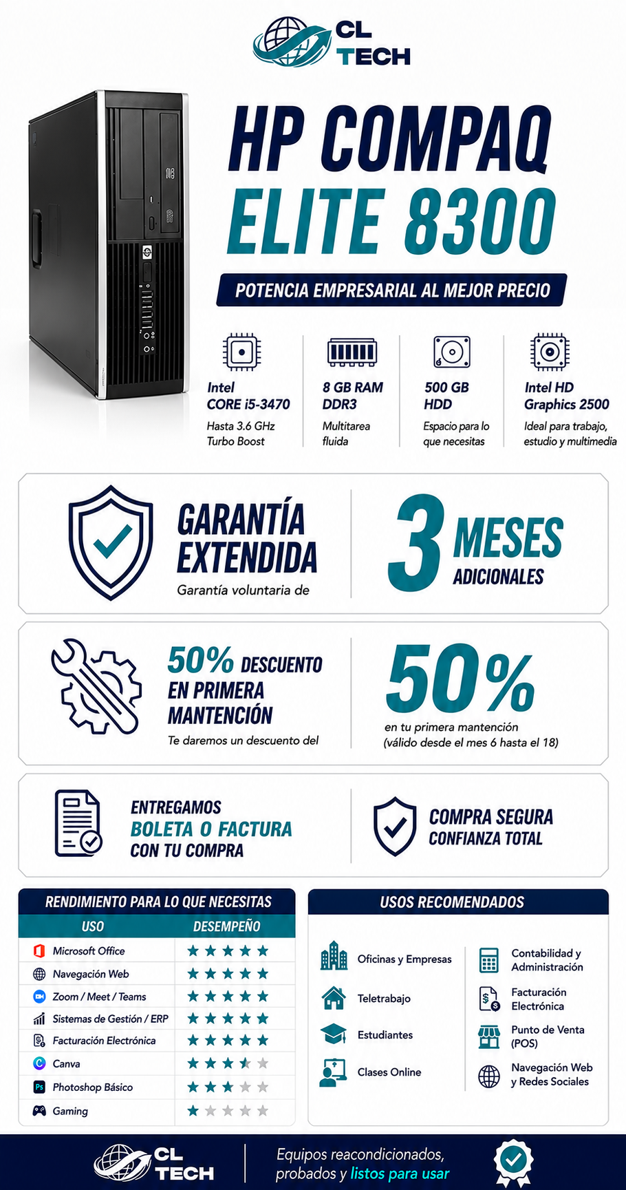 PC HP Compaq Elite 8300 8gb Ram 500gb Intel Core I5-4