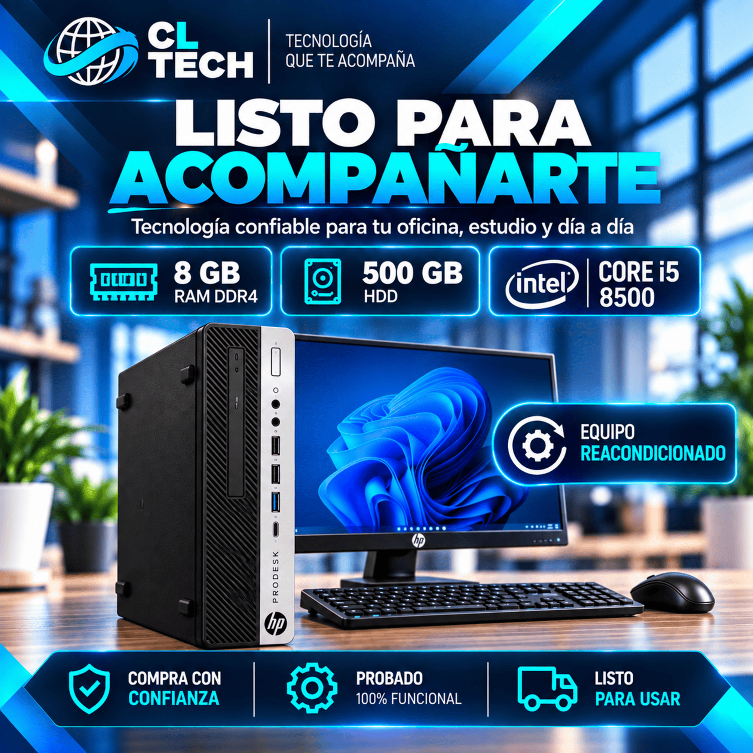 PC HP ProDesk 400 G5 SFF Intel Core i5-8500 8GB RAM SSD 256GB Reacondicionado-1