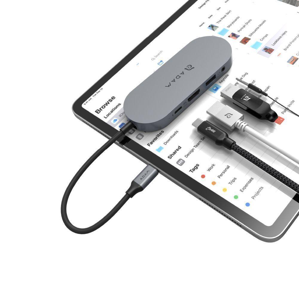 HUB USB-C 5 en 1 con SSD 480 GB Adam Elements Gris-1