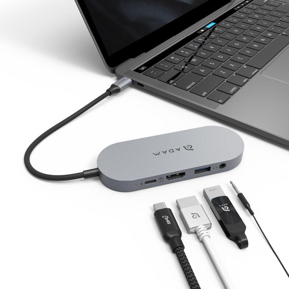 HUB USB-C 5 en 1 con SSD 480 GB Adam Elements Gris-3