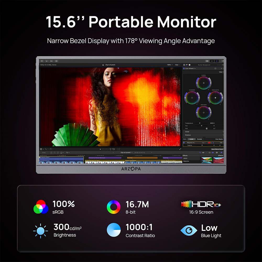 Monitor Portátil A1 Pro 15,6 IPS 1080P FHD-7