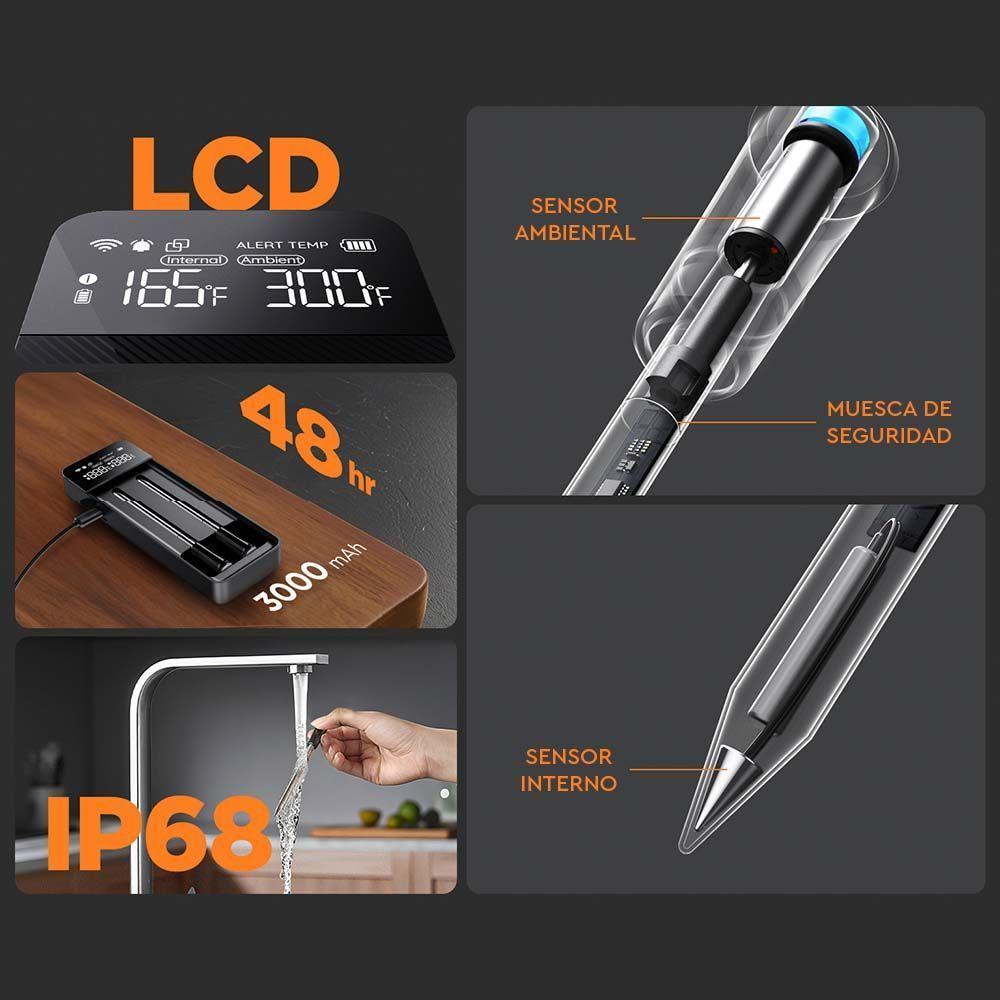 Termómetro de Carne WiFi y BT con 2 Sondas-2