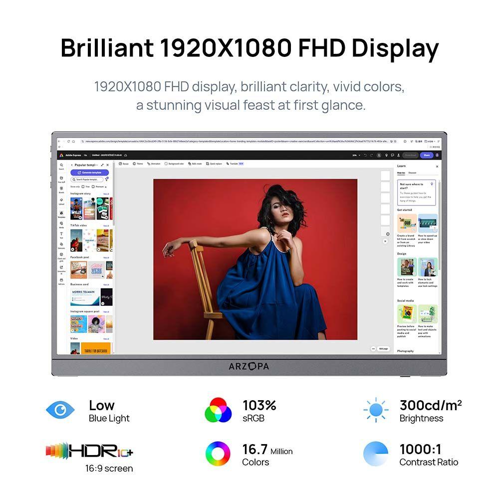 Monitor Portátil Z1C Plus 17,3” IPS 1080P FHD-4