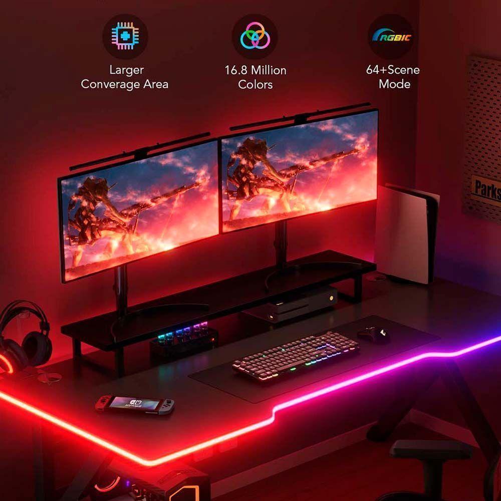 Tira de Neón Gamer RGBIC ajustable para Escritorio-3