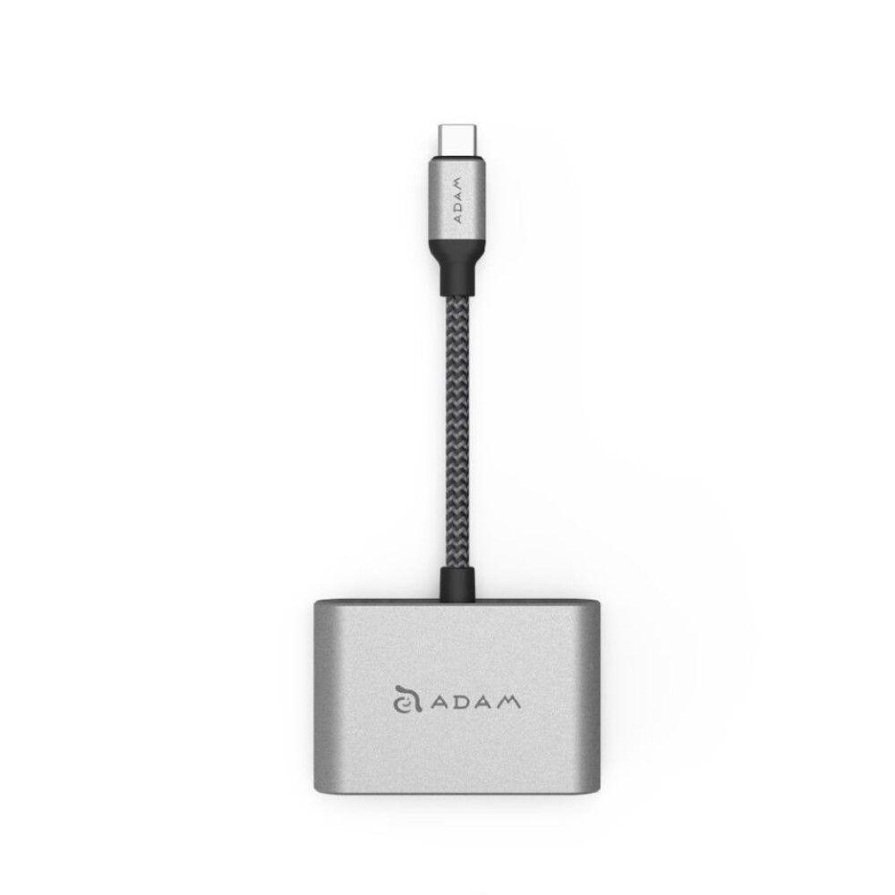 Adaptador USB-C a dual HDMI y VGA VH1 Adam Elements Gris-2