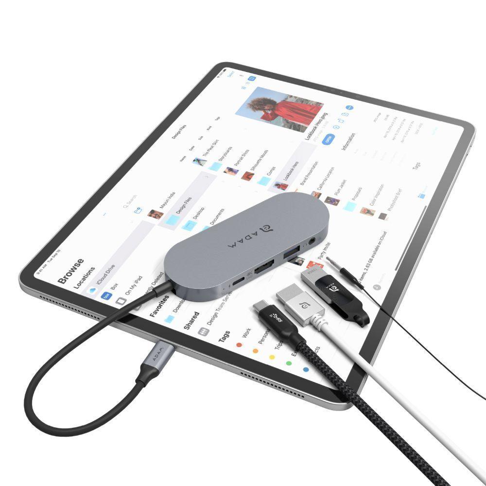 HUB USB-C 5 en 1 con SSD 240 GB Adam Elements Gris-2