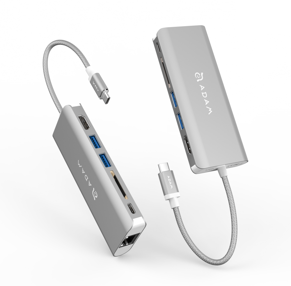 Hub USB-C 6 en 1 Adam Elements Plateado-0