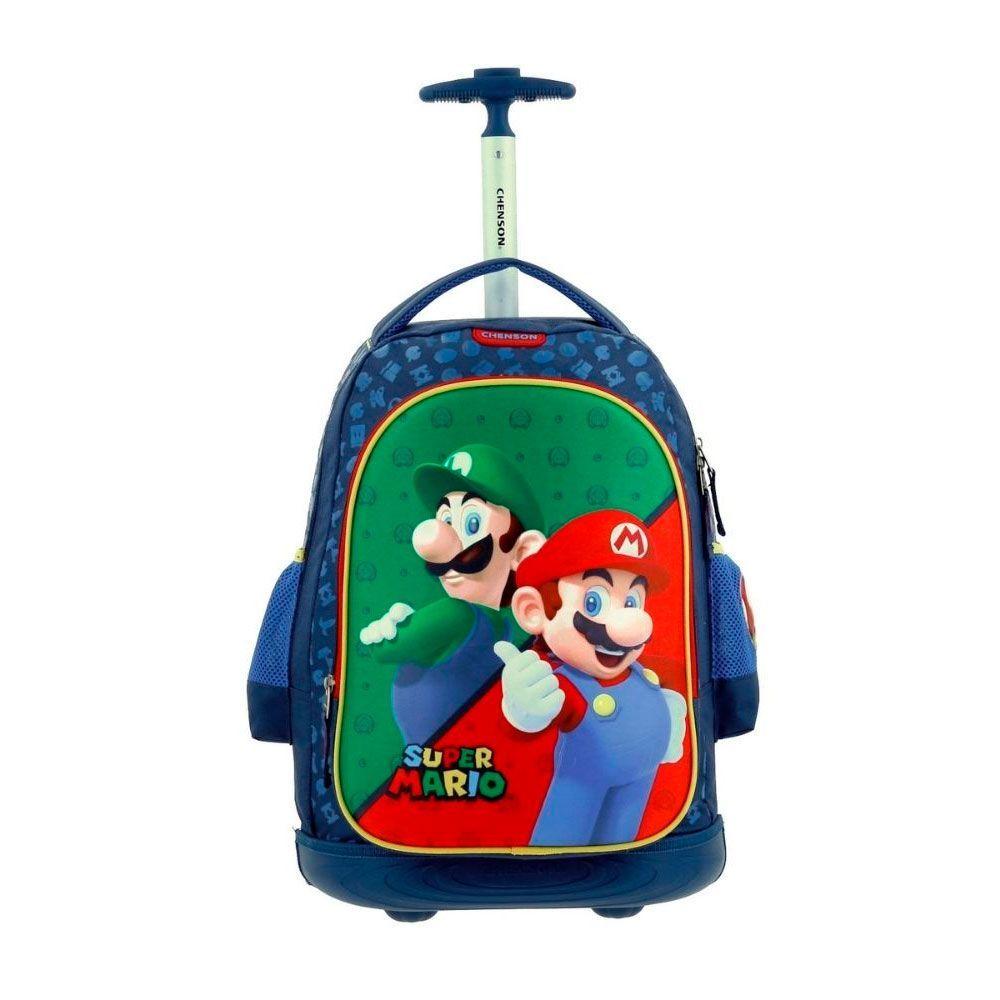 MOCHILA ESCOLAR RUEDAS GRANDE INFANTIL ORIGINAL MARIO & LUIGI-1