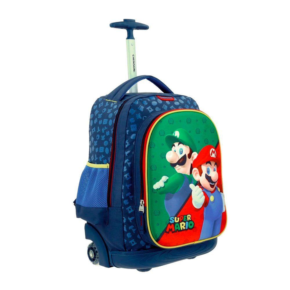 MOCHILA ESCOLAR RUEDAS GRANDE INFANTIL ORIGINAL MARIO & LUIGI-2