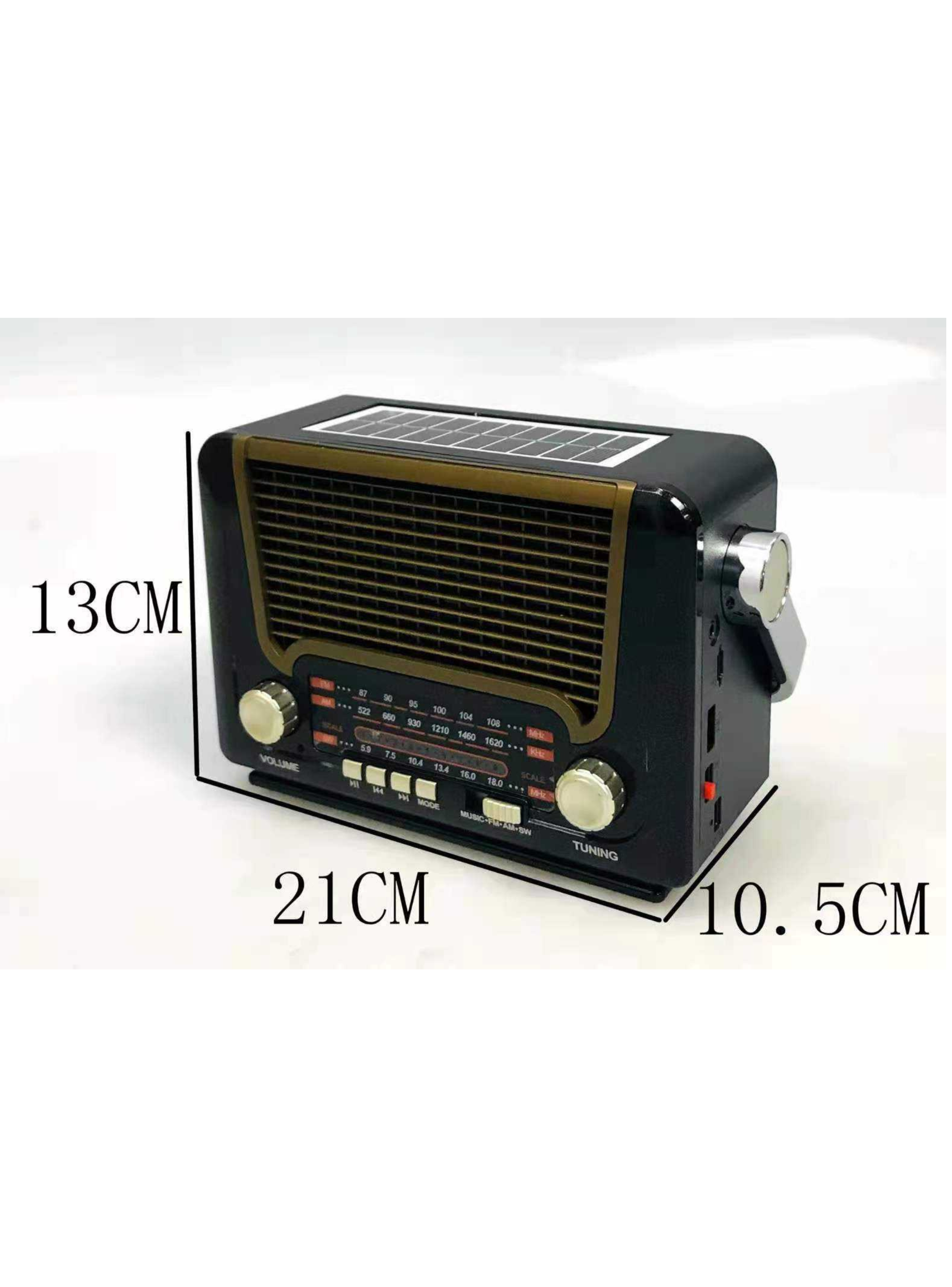 Radio Vintage+panel Solar+linterna+bt+tf+usb-3