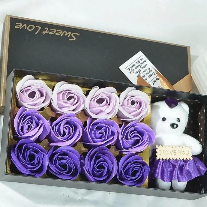 Cajita regalo osito y flores multicolor ideal regalo Mama-2