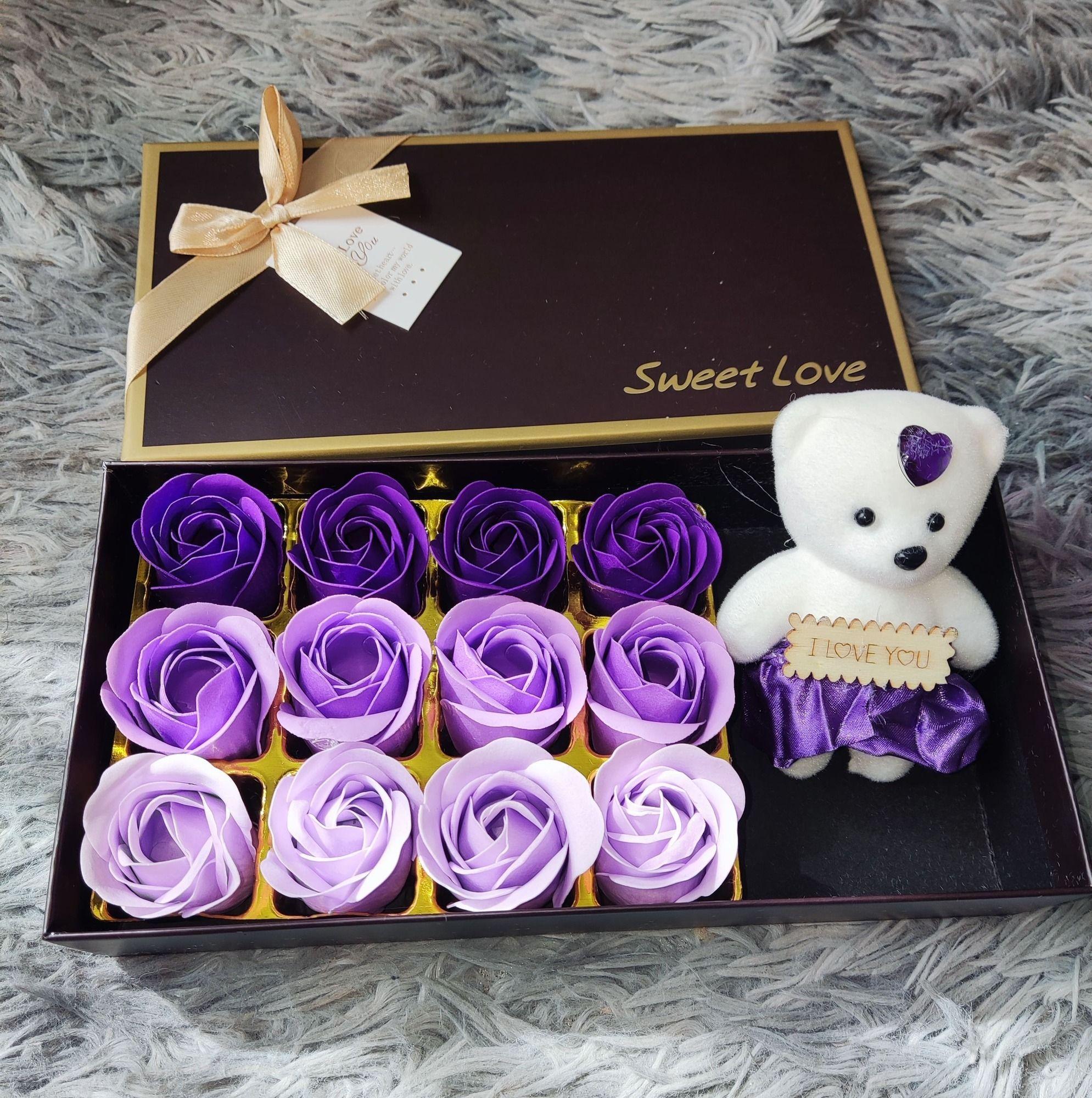 Cajita regalo osito y flores multicolor ideal regalo Mama-2