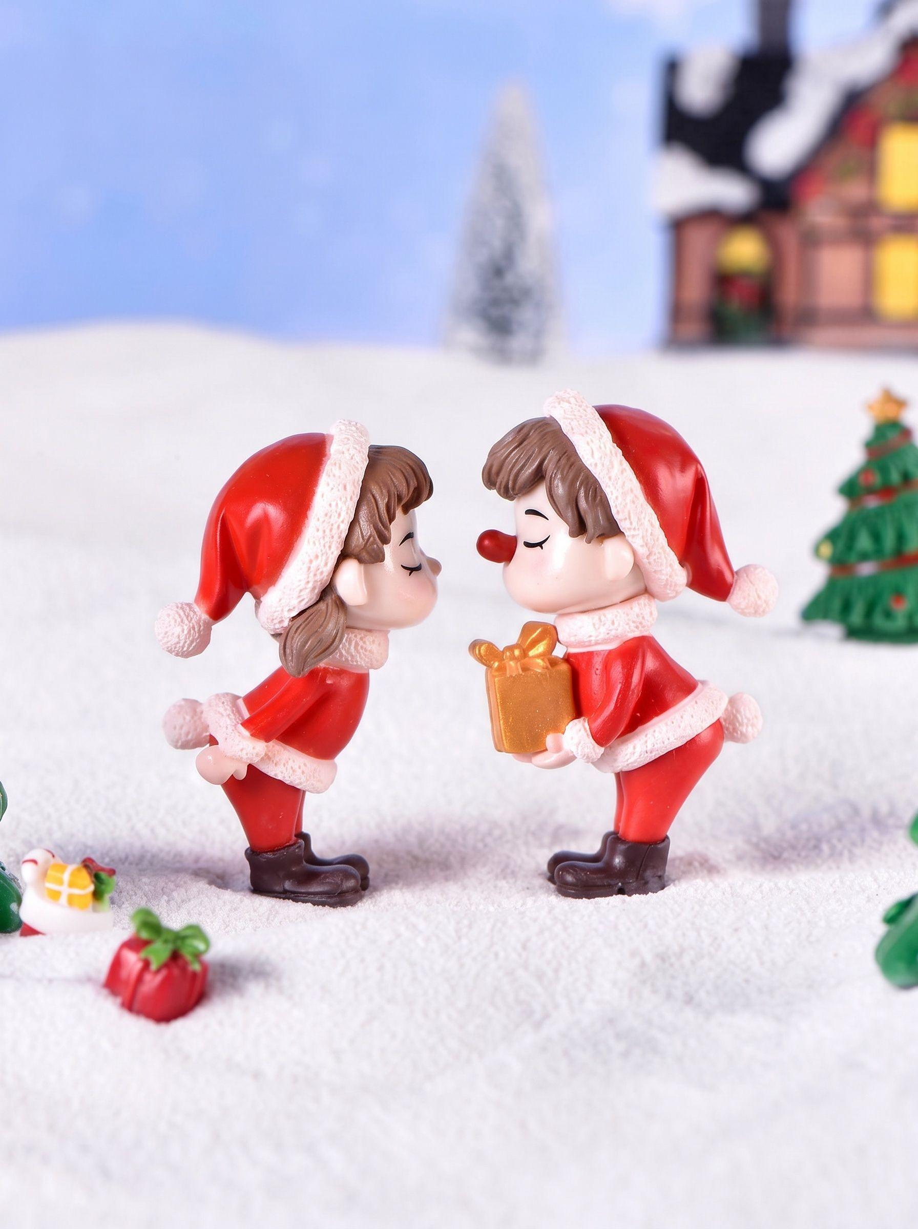 Set 2 Figuras Navidad Enamorados , Decoracion Casa , Dpto -3