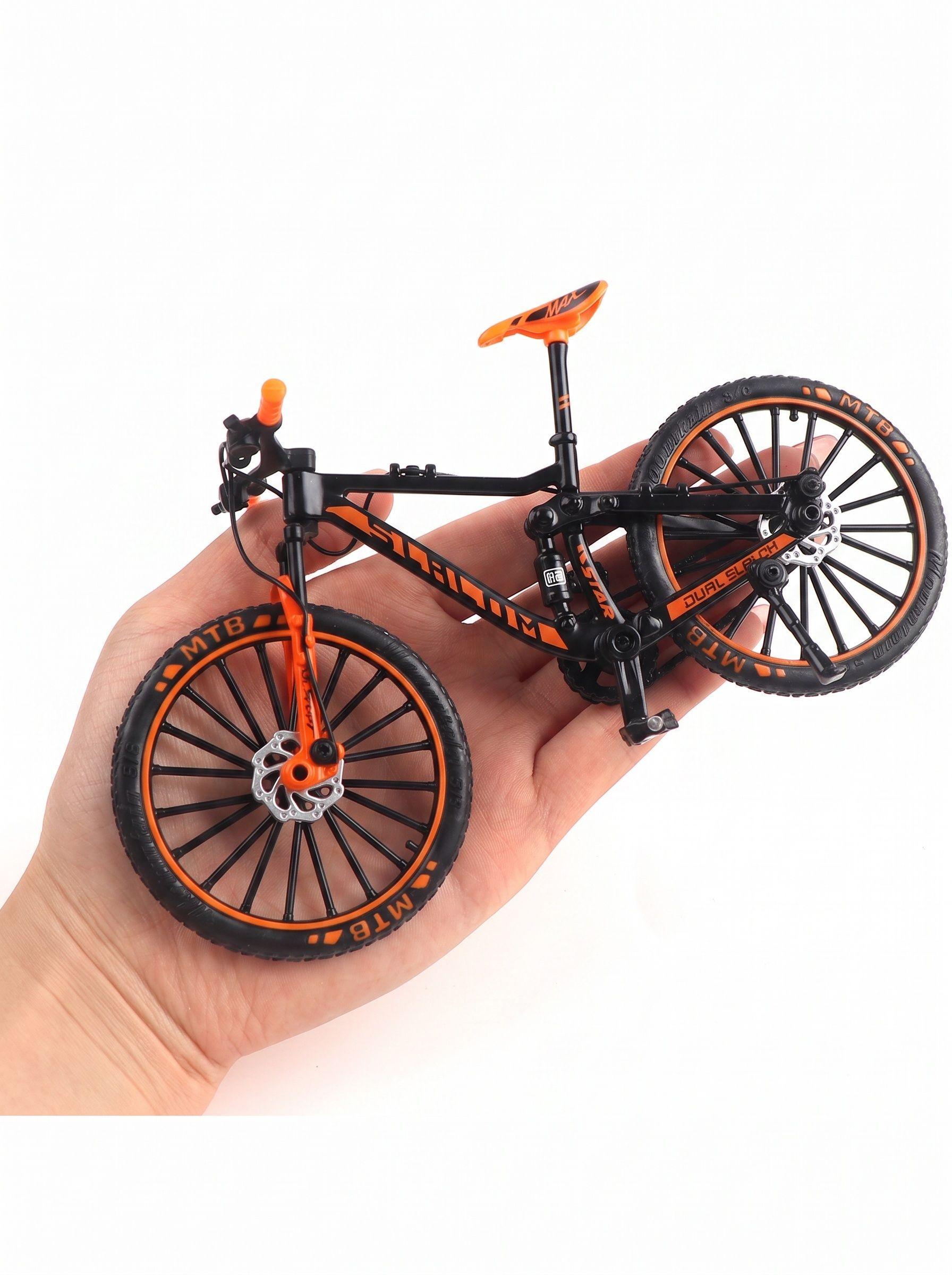 Bicicleta Miniatura Escala 1:10 Mtb Naranjo/negro-2