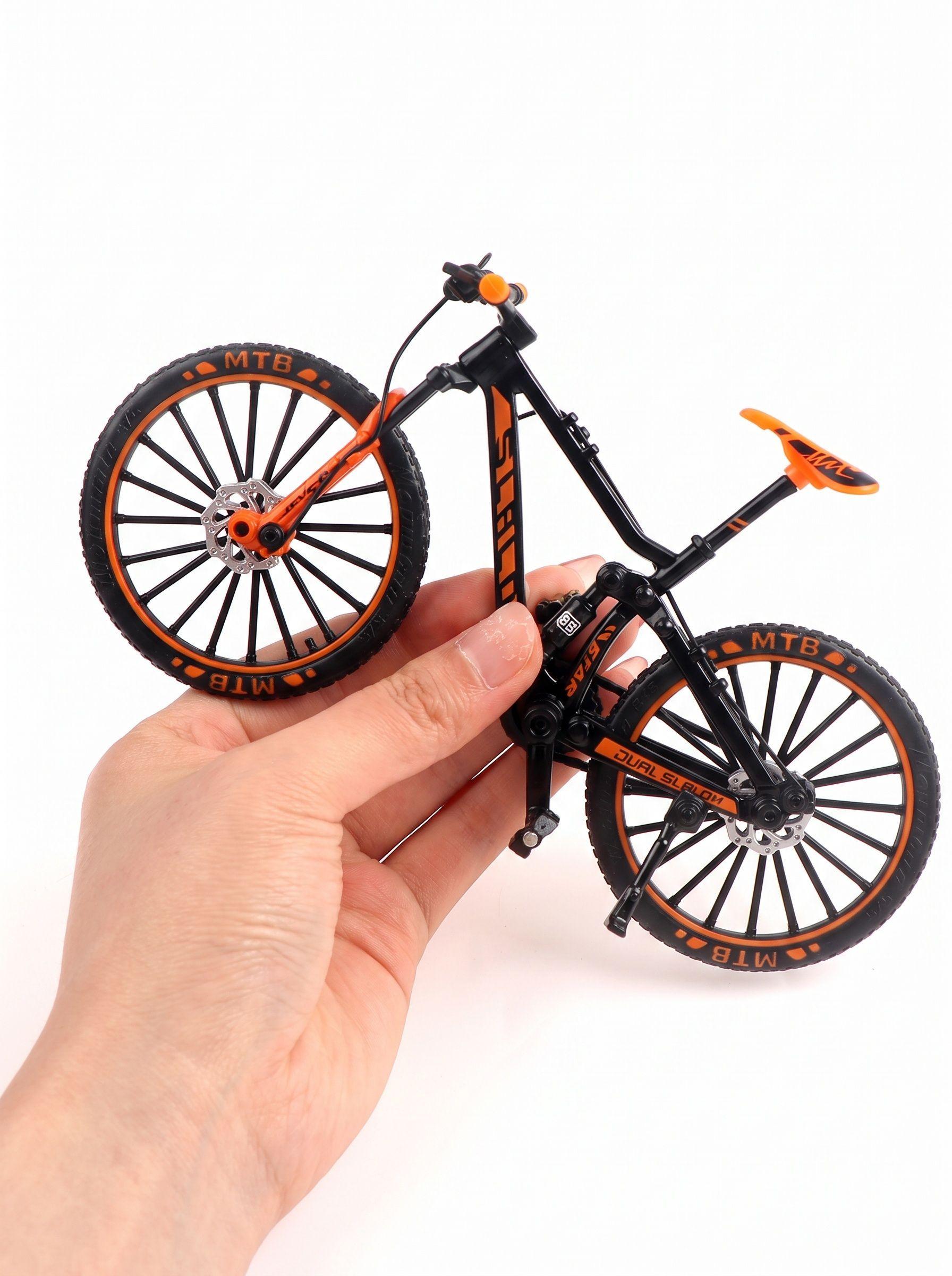 Bicicleta Miniatura Escala 1:10 Mtb Naranjo/negro-3