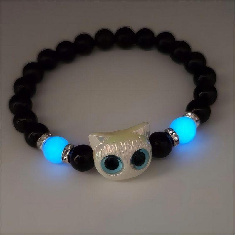 Par De Pulseras Gatos Amor. Brillan En La Oscuridad Multicolor 13 Cm 13 Cm Par De Pulseras Gatos Amo-2