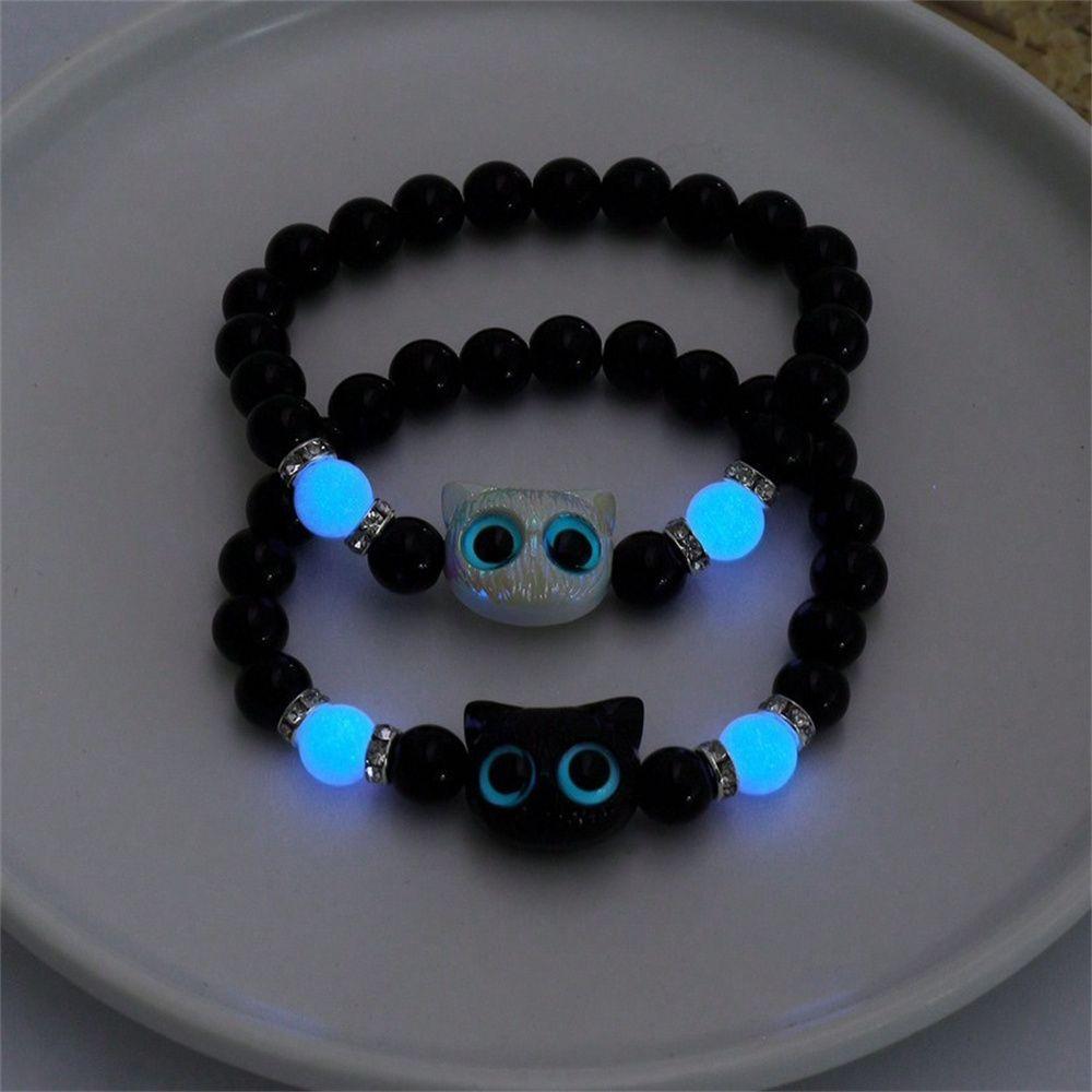 Par De Pulseras Gatos Amor. Brillan En La Oscuridad Multicolor 13 Cm 13 Cm Par De Pulseras Gatos Amo-5