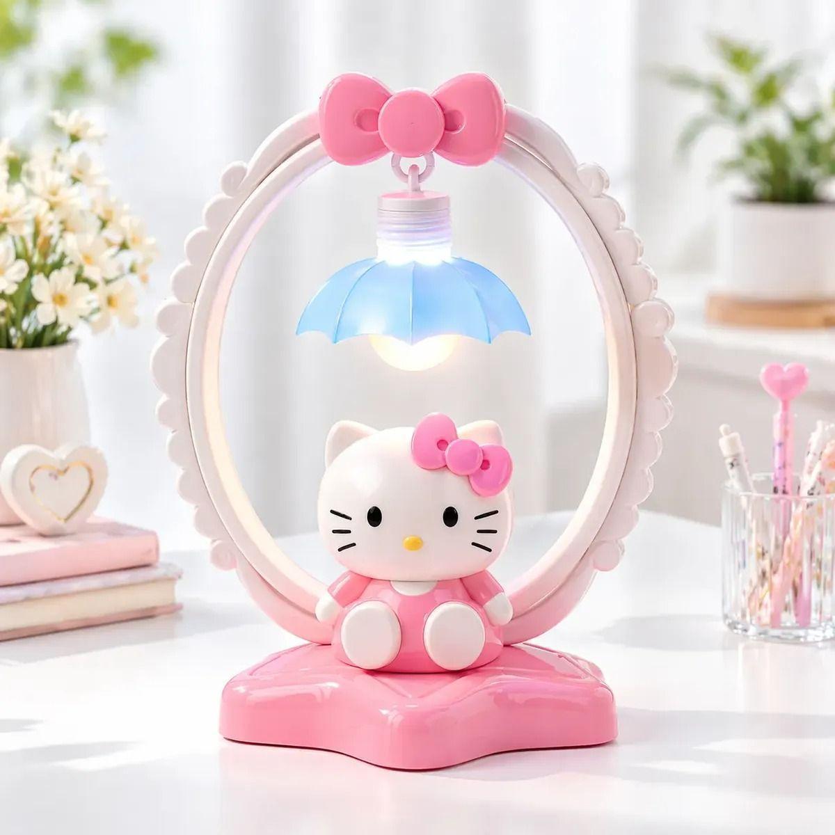 Lampara LED Hello Kitty Signature Kawaii de 15cm Inalambrica-2